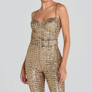 Gold Sequin Jumpsuit - LUCINDA GOLD JUMPSUIT